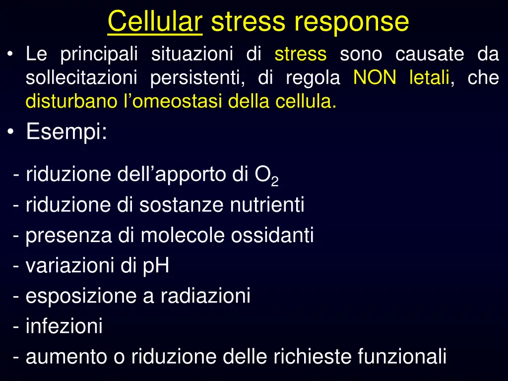 cellular stress response le principali situazioni