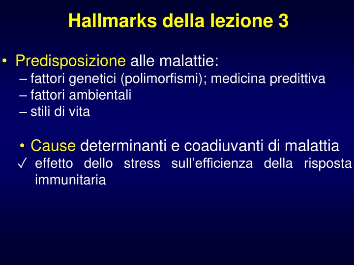 hallmarks della lezione 3