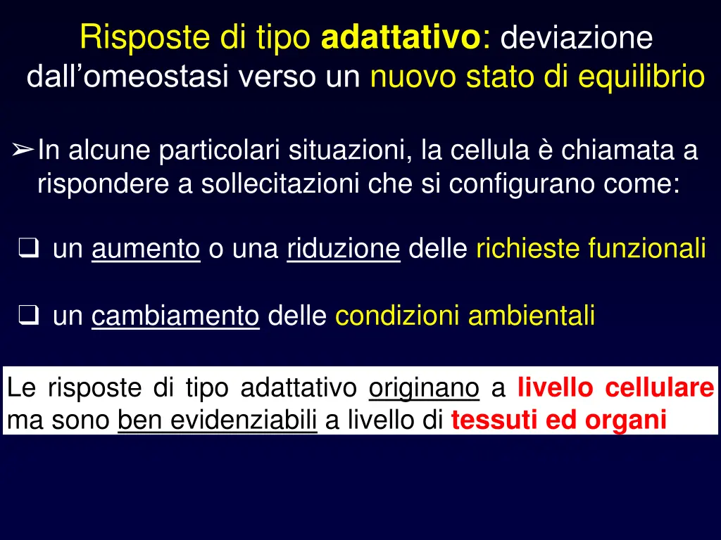 risposte di tipo adattativo deviazione dall