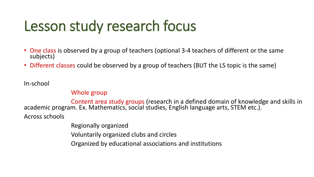 lesson study research focus lesson study research