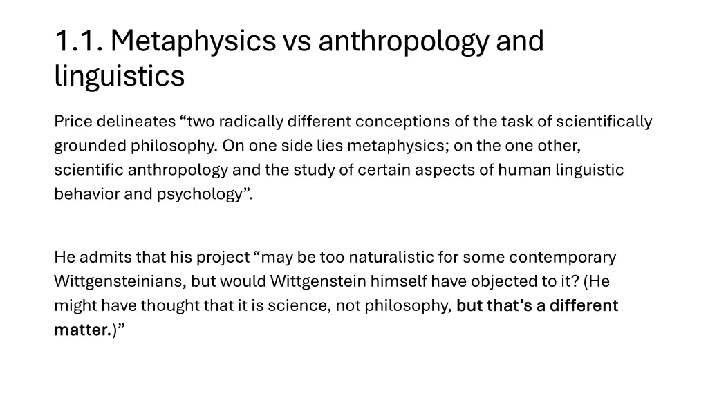 1 1 metaphysics vs anthropology and linguistics