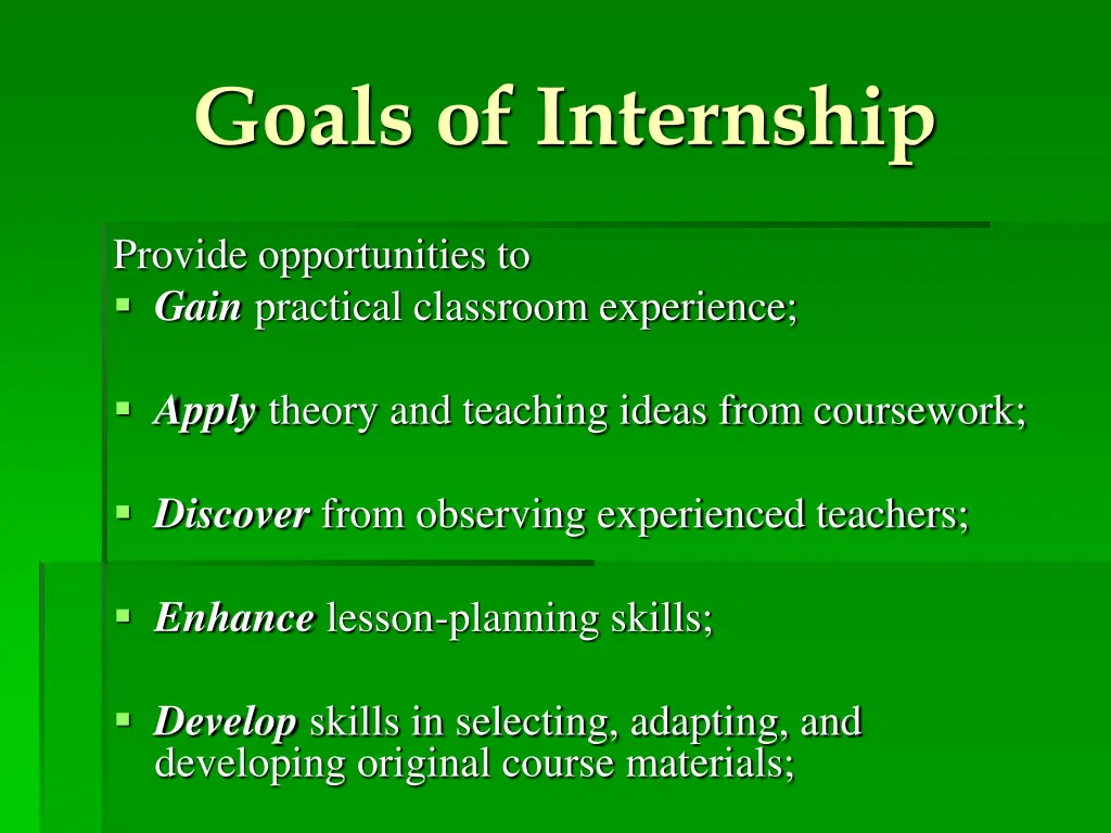 goals of internship