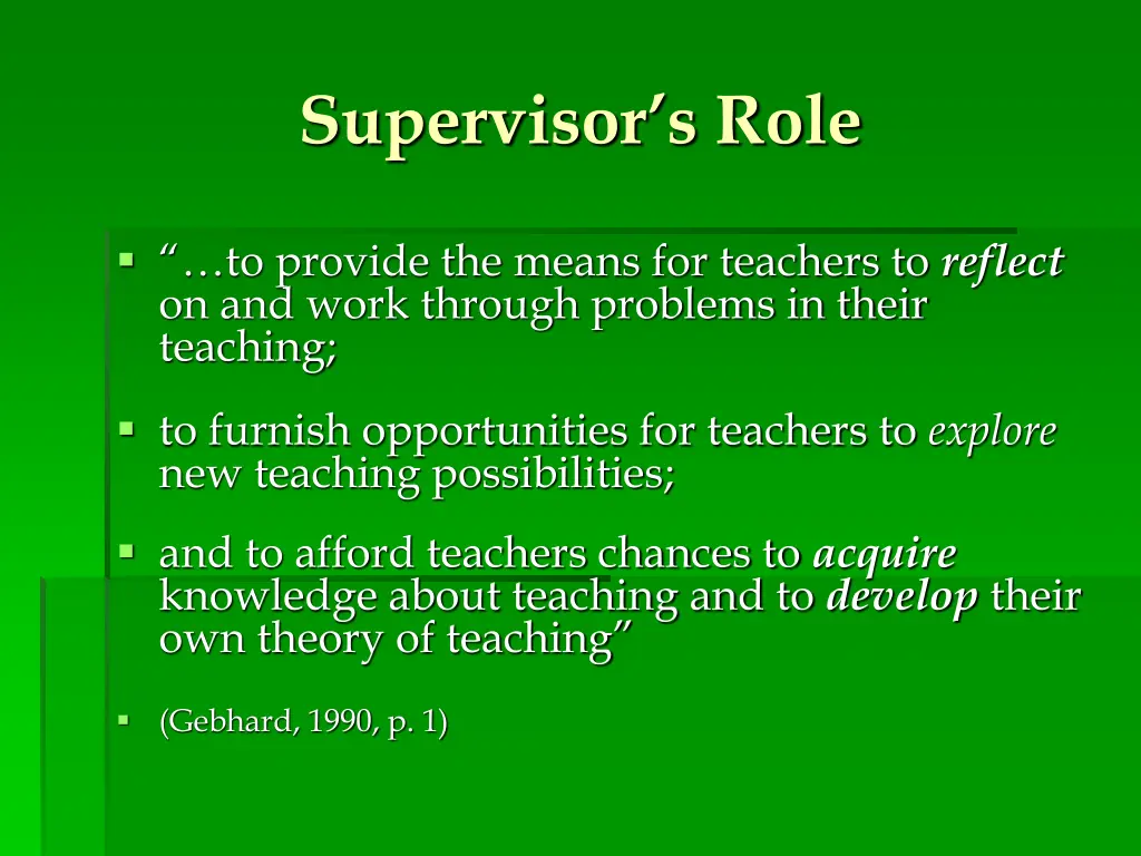 supervisor s role