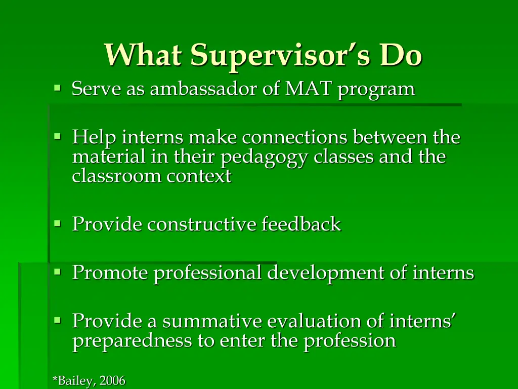 what supervisor s do serve as ambassador