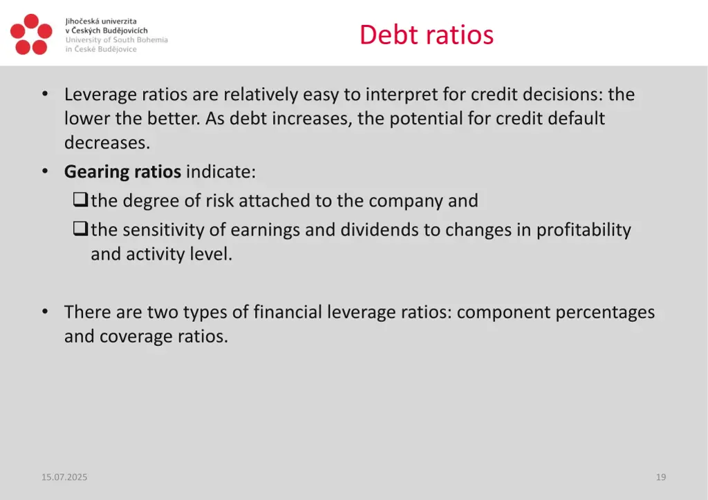 debt ratios 1