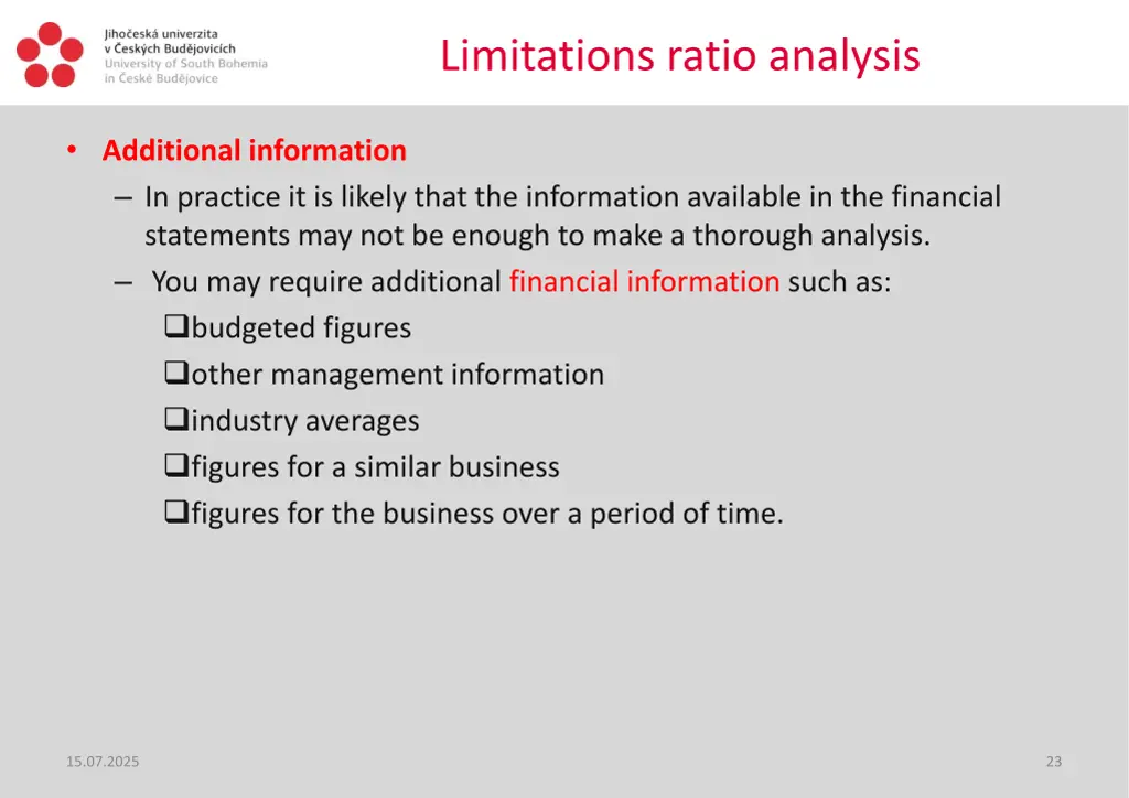 limitations ratio analysis 1