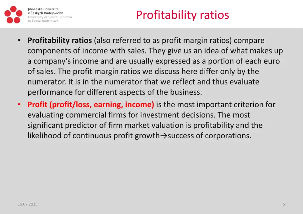 profitability ratios