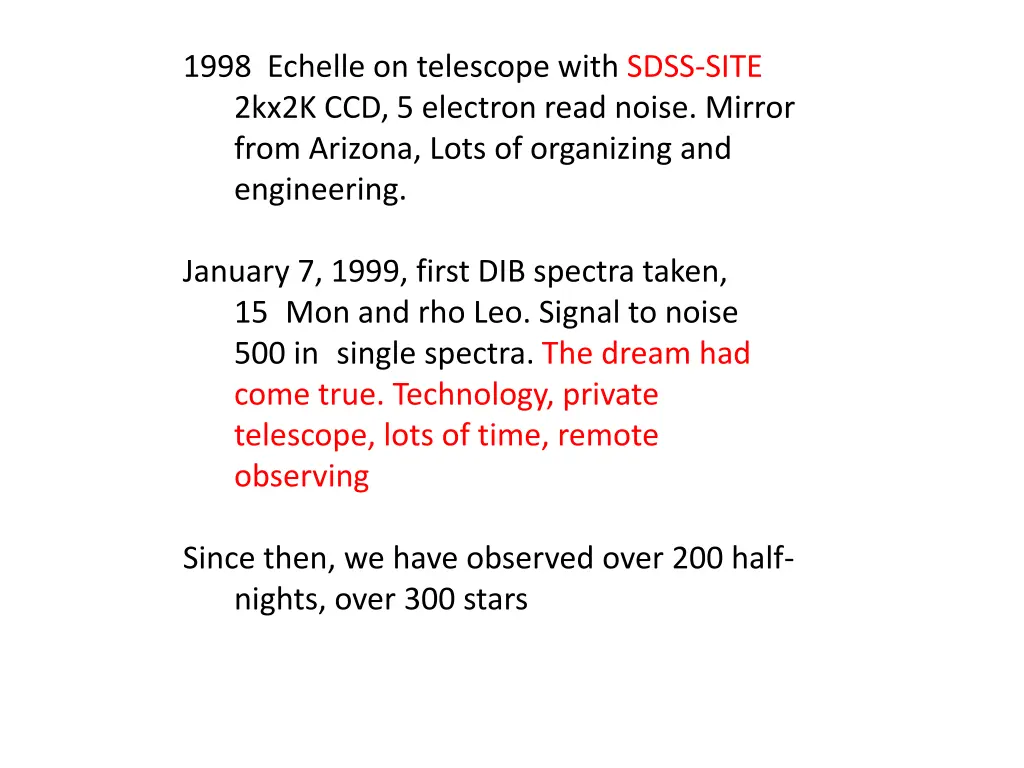 1998 echelle on telescope with sdss site 2kx2k