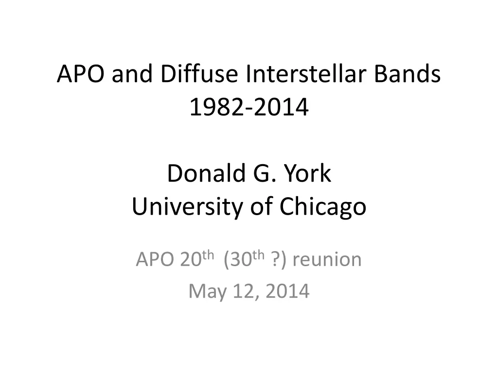 apo and diffuse interstellar bands 1982 2014