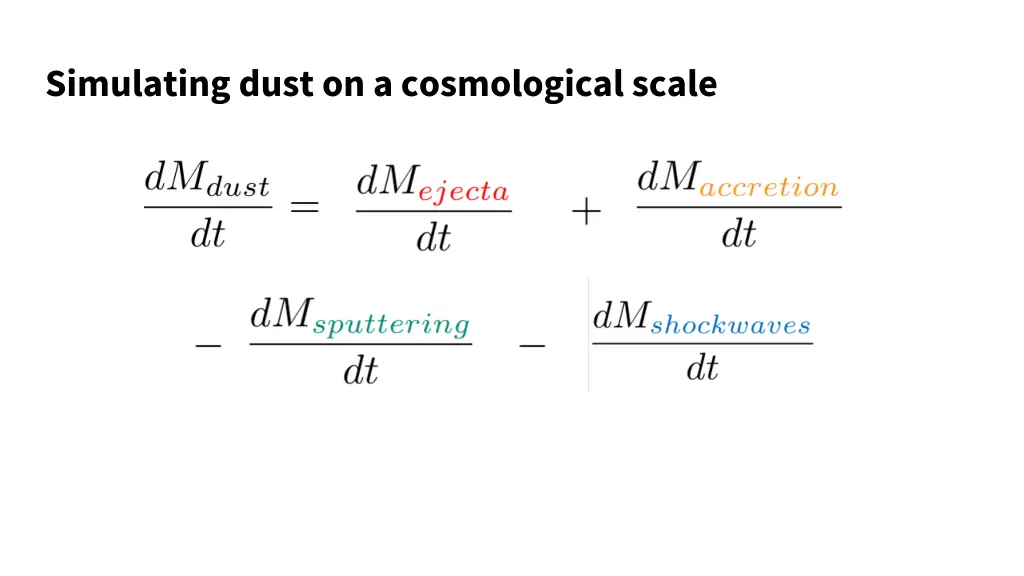 simulating dust on a cosmological scale 3