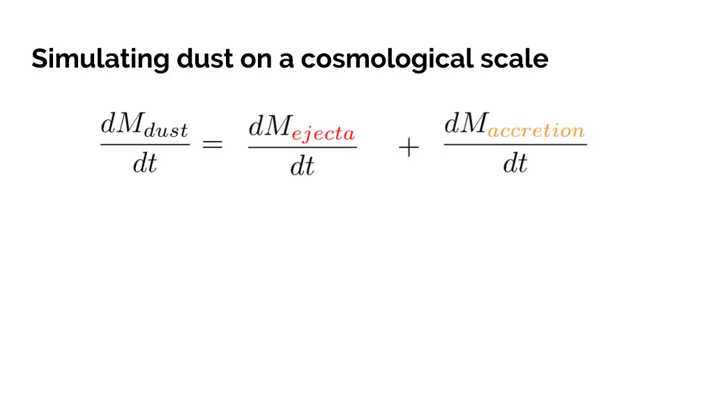 simulating dust on a cosmological scale 1