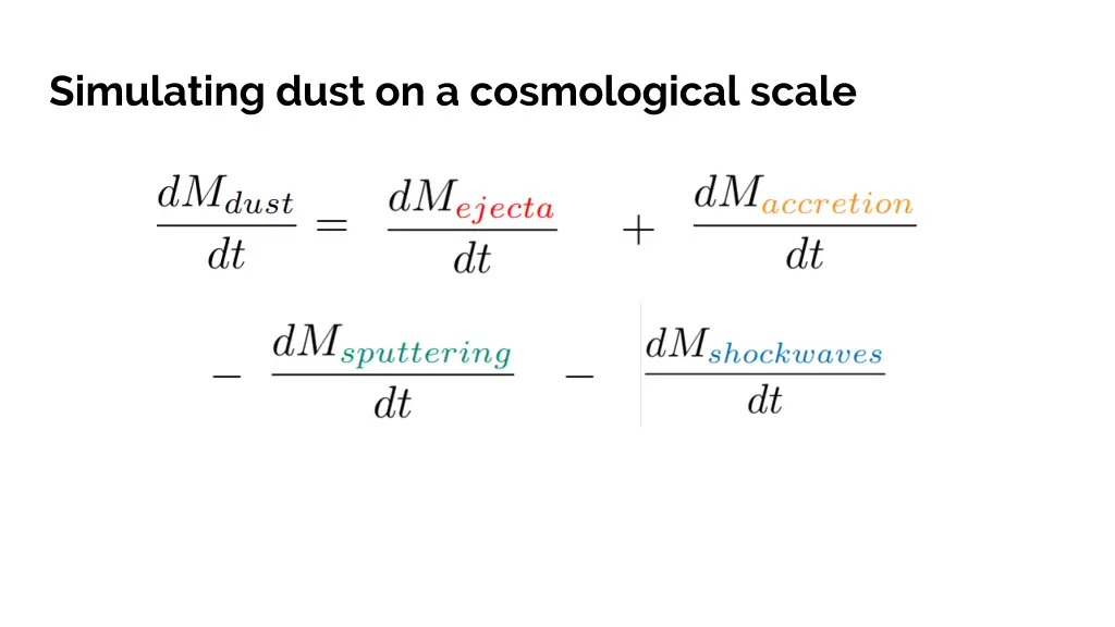 simulating dust on a cosmological scale 3