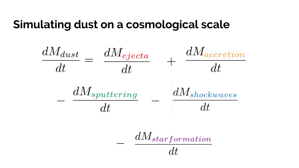 simulating dust on a cosmological scale 4