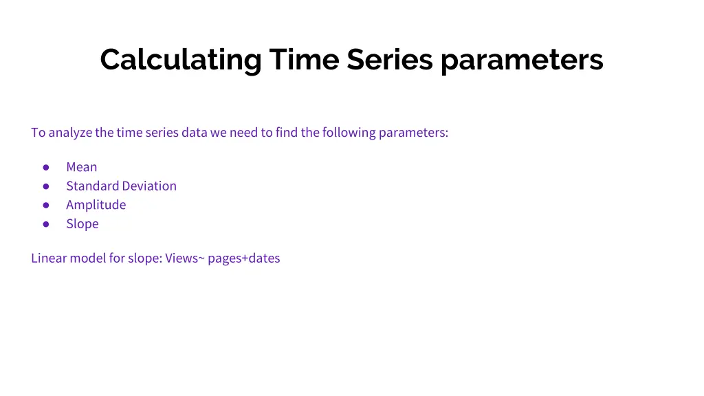 calculating time series parameters