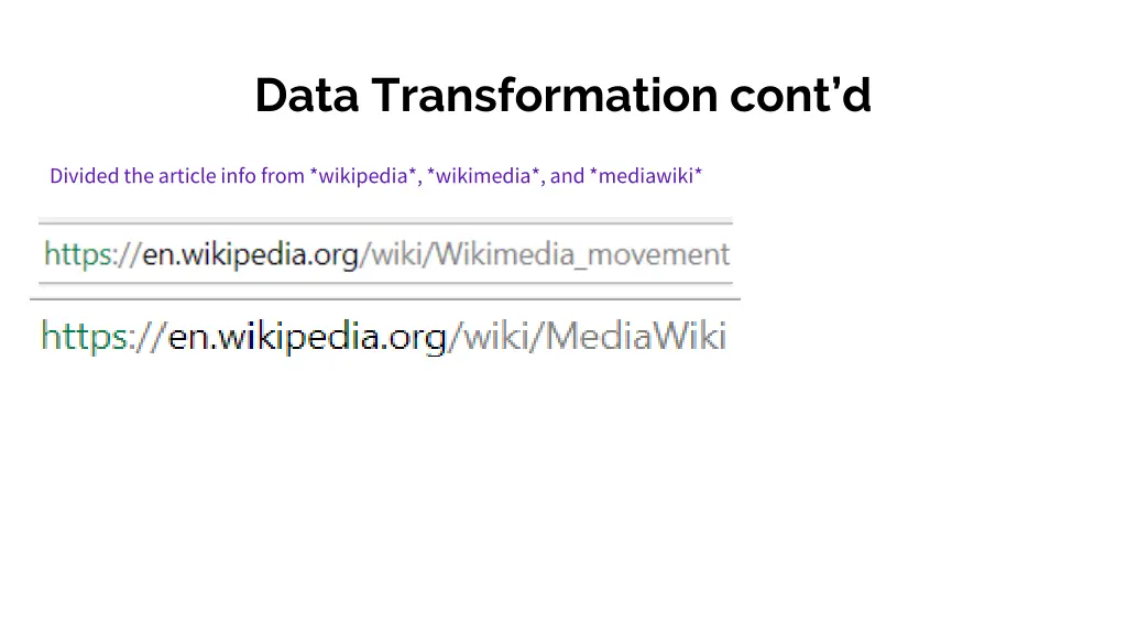 data transformation cont d