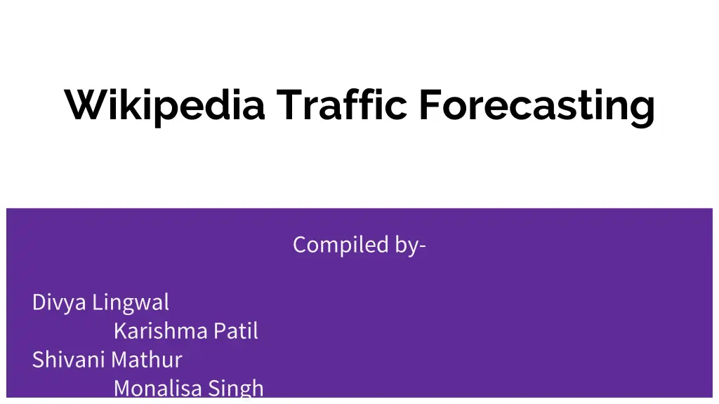 wikipedia traffic forecasting
