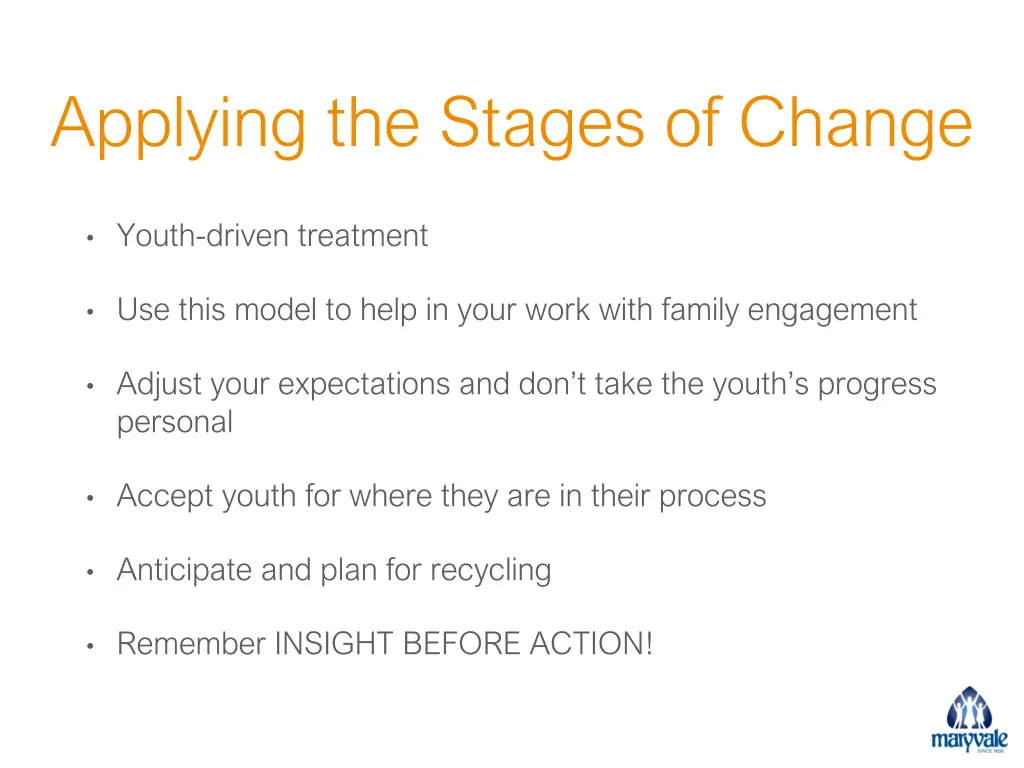 applying the stages of change