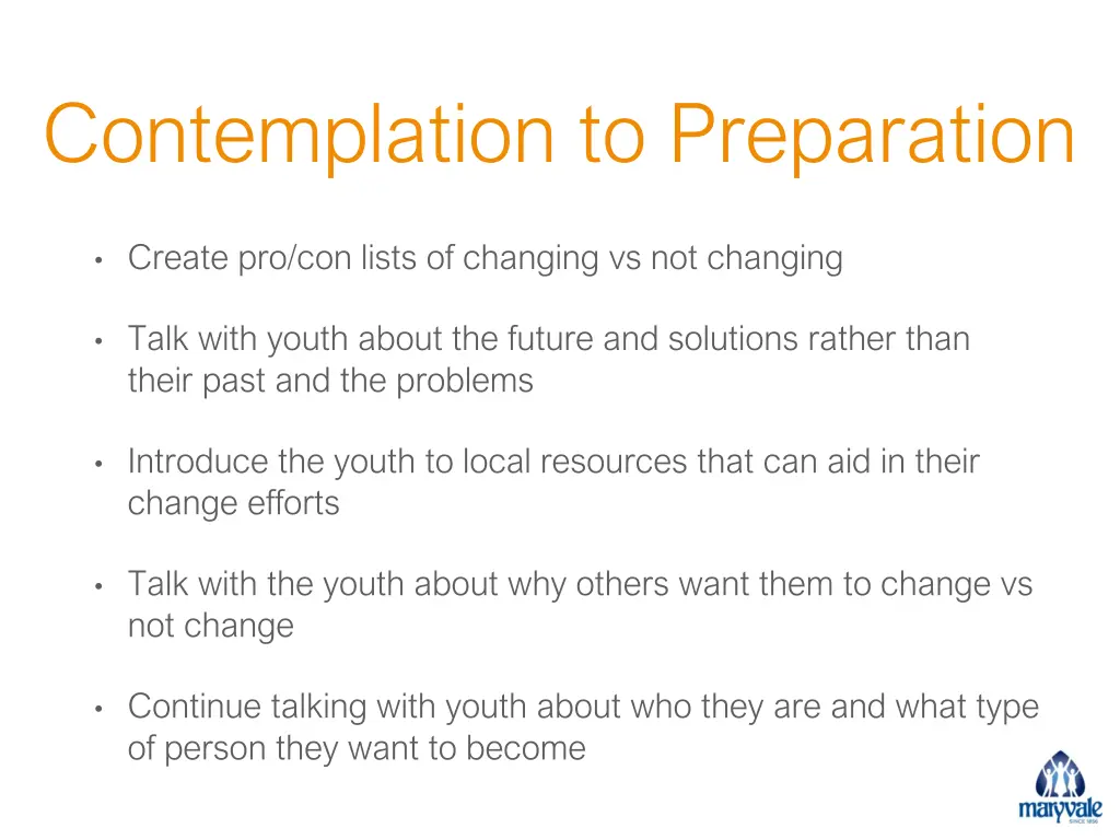 contemplation to preparation