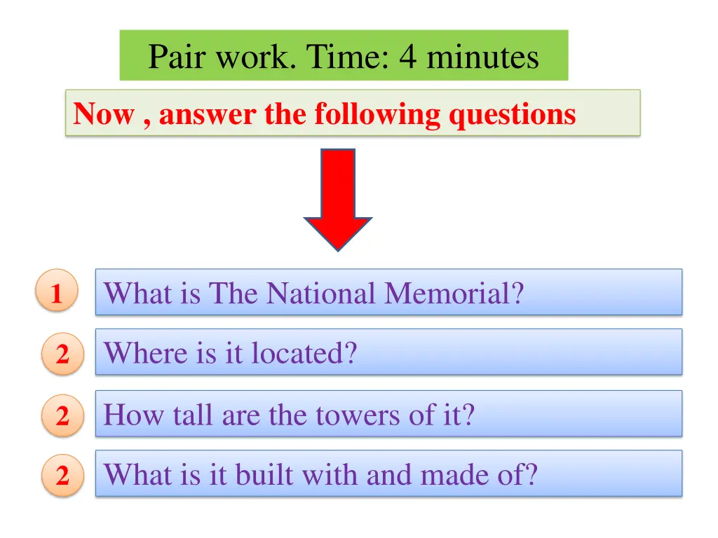 pair work time 4 minutes