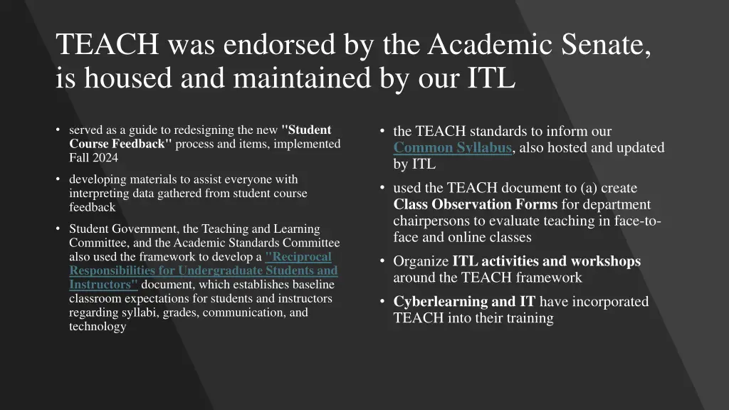 teach was endorsed by the academic senate