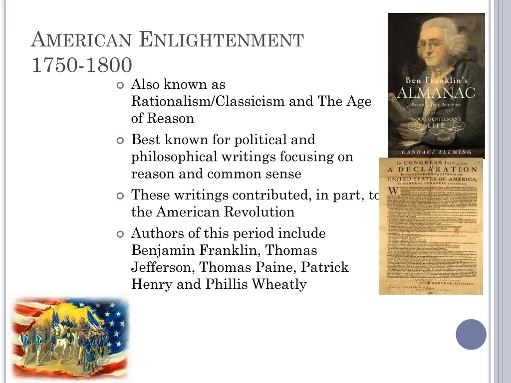 a merican e nlightenment 1750 1800 also known
