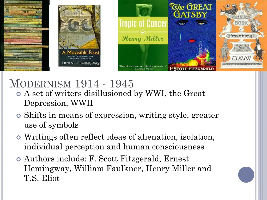 m odernism 1914 1945 a set of writers