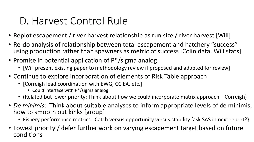 d harvest control rule