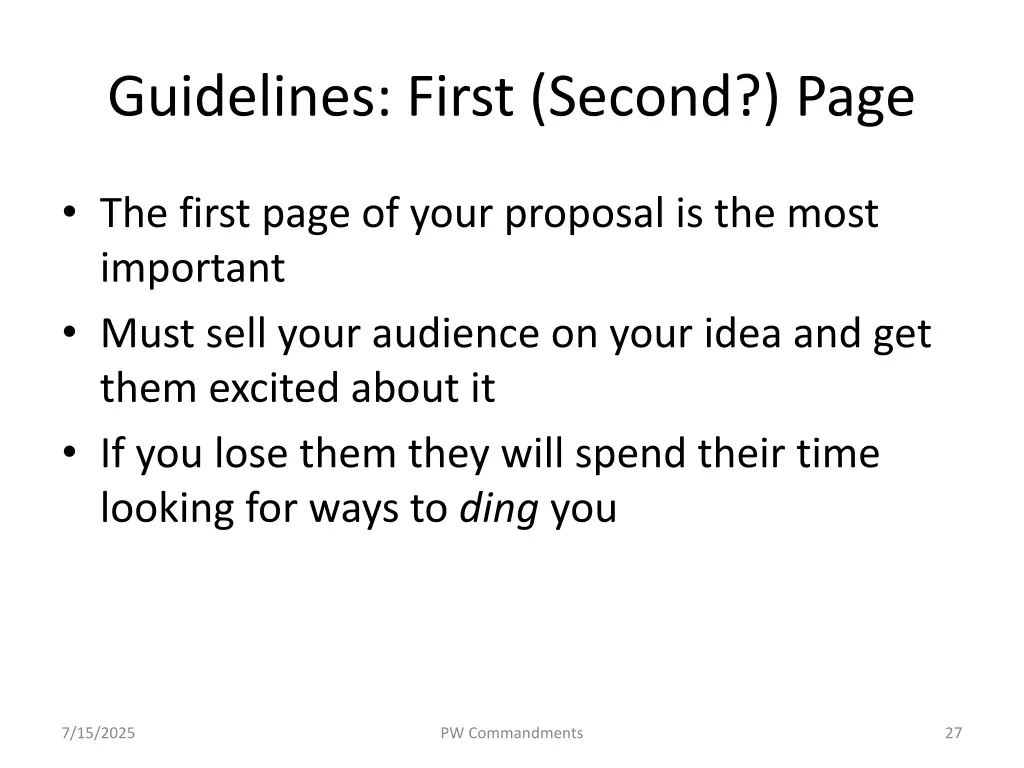 guidelines first second page