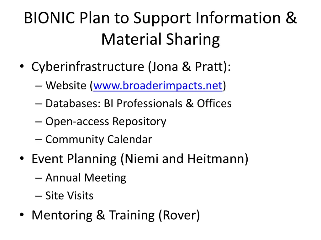bionic plan to support information material 1