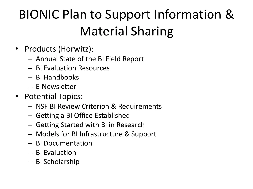 bionic plan to support information material