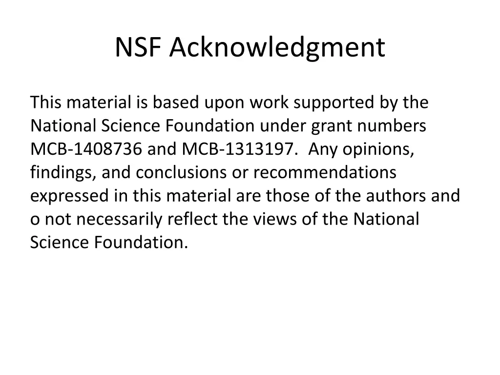 nsf acknowledgment
