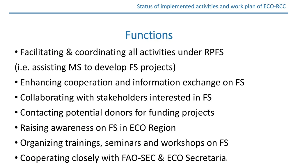 status of implemented activities and work plan 3