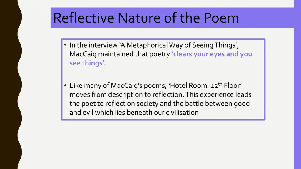 reflective nature of the poem