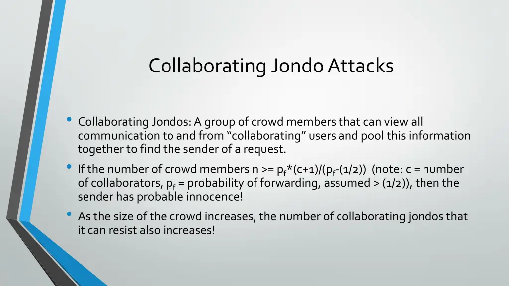 collaborating jondo attacks