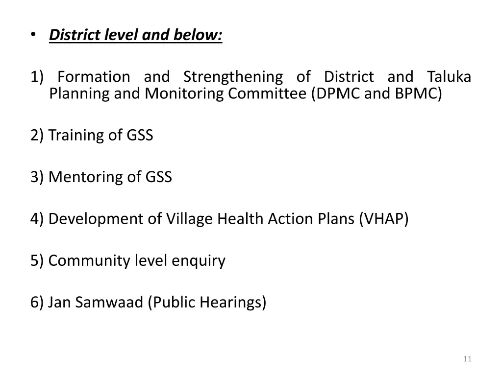 district level and below