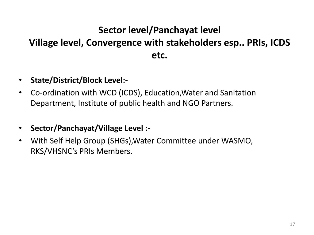 sector level panchayat level
