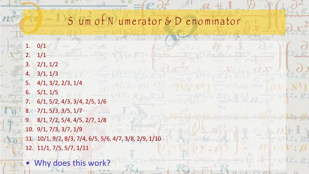 s um of n umerator d enominator