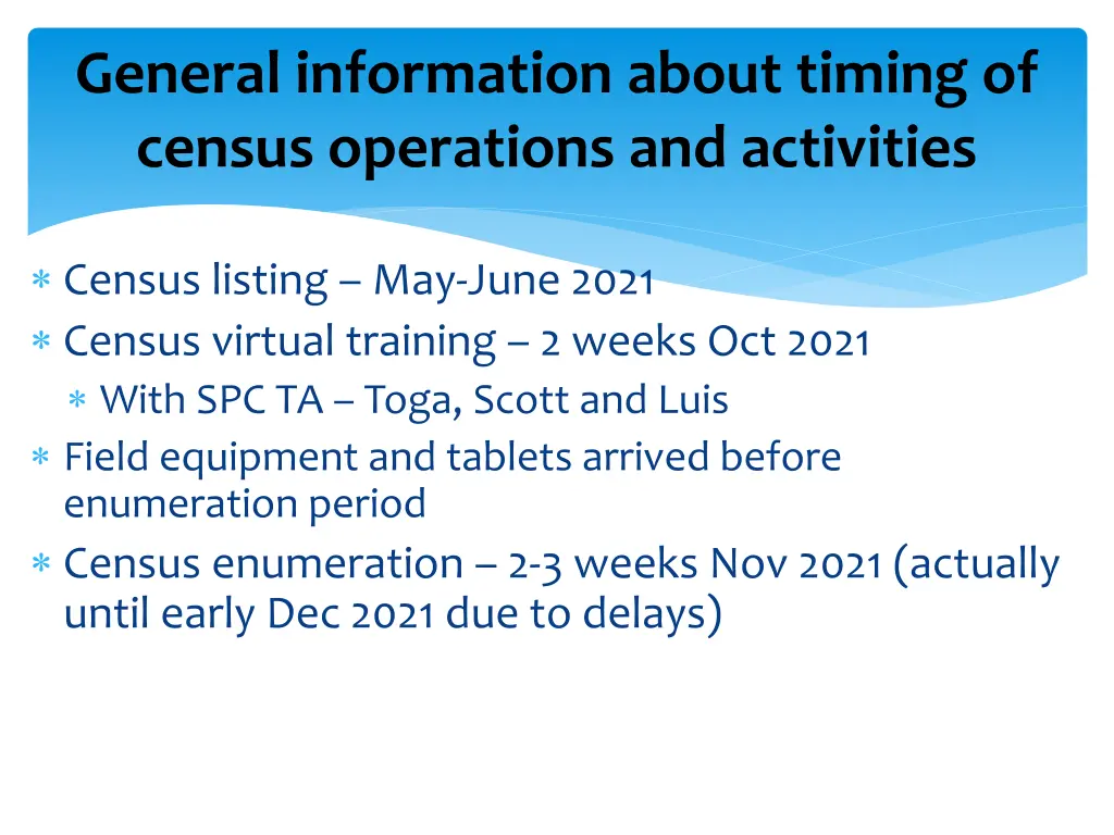 general information about timing of census