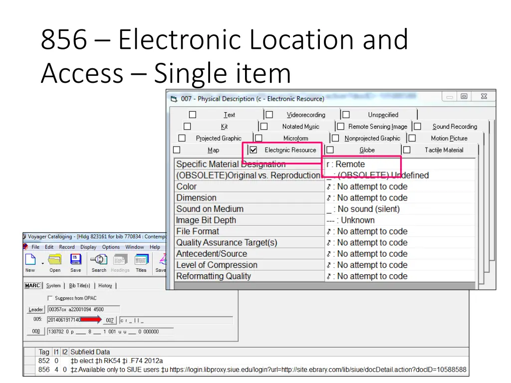 856 electronic location and access single item 1