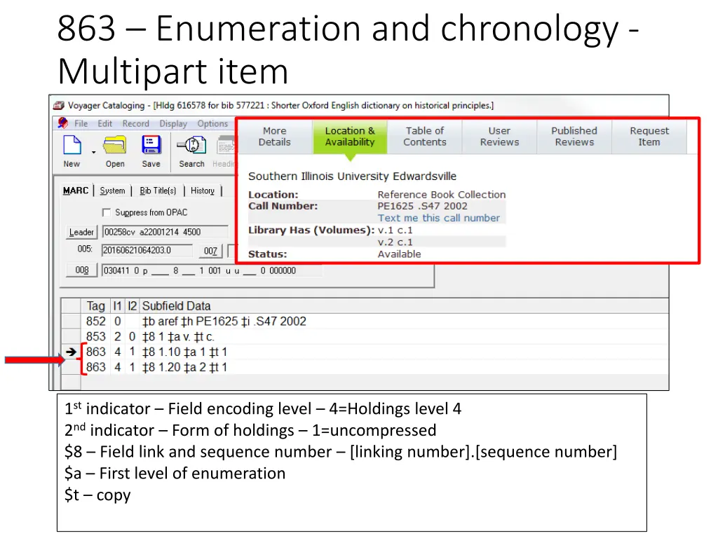 863 enumeration and chronology multipart item