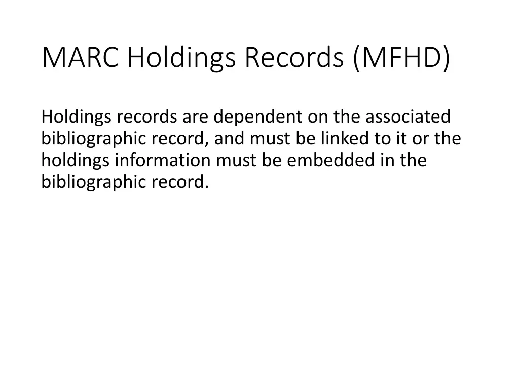 marc holdings records mfhd