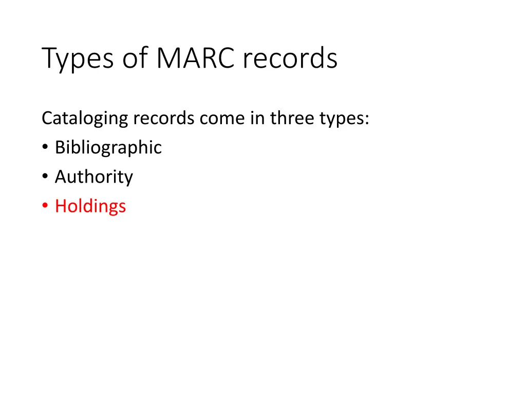types of marc records