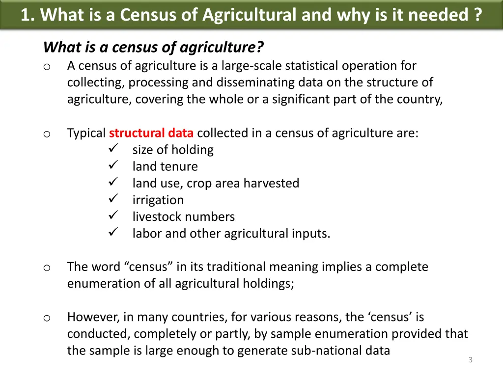 1 what is a census of agricultural