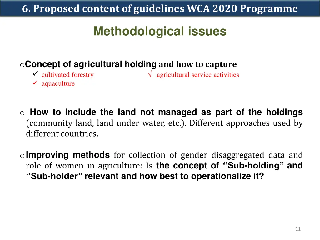 6 proposed content of guidelines wca 2020