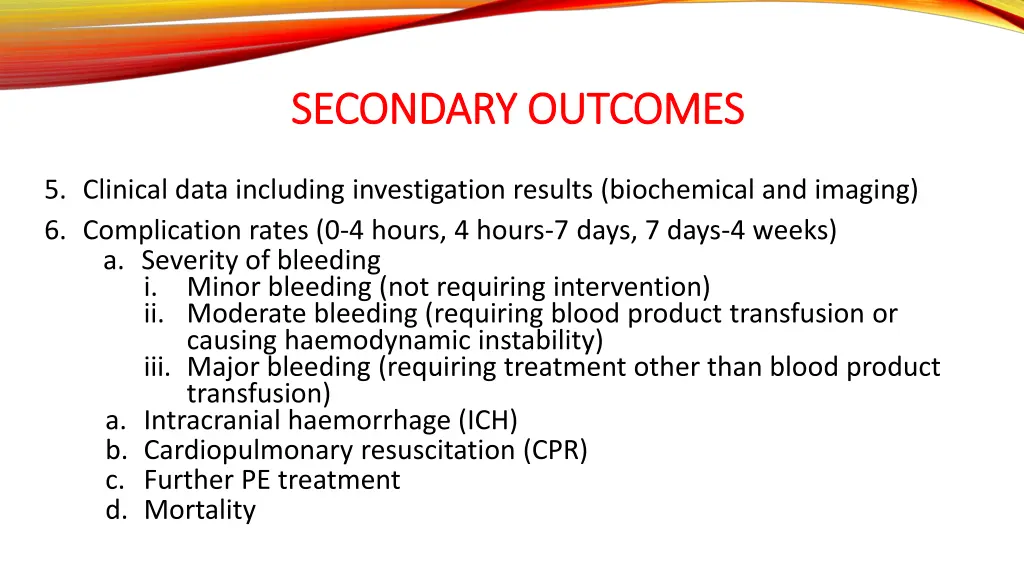secondary outcomes secondary outcomes 1