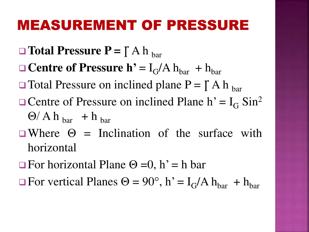 measurement of pressure measurement of pressure
