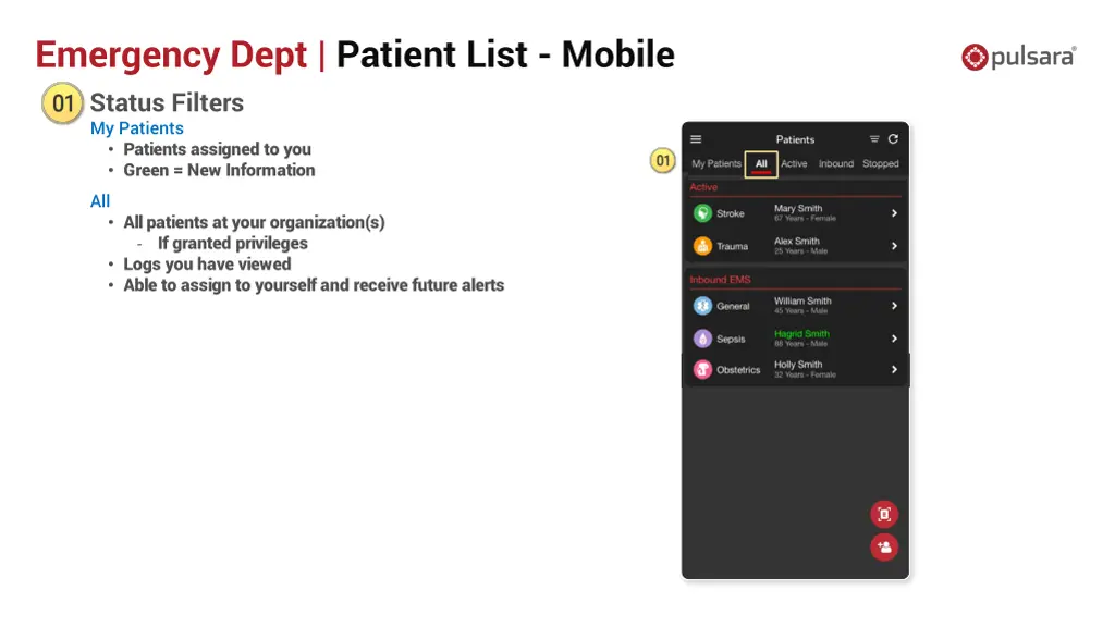 emergency dept patient list mobile 2