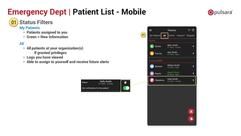 emergency dept patient list mobile 3