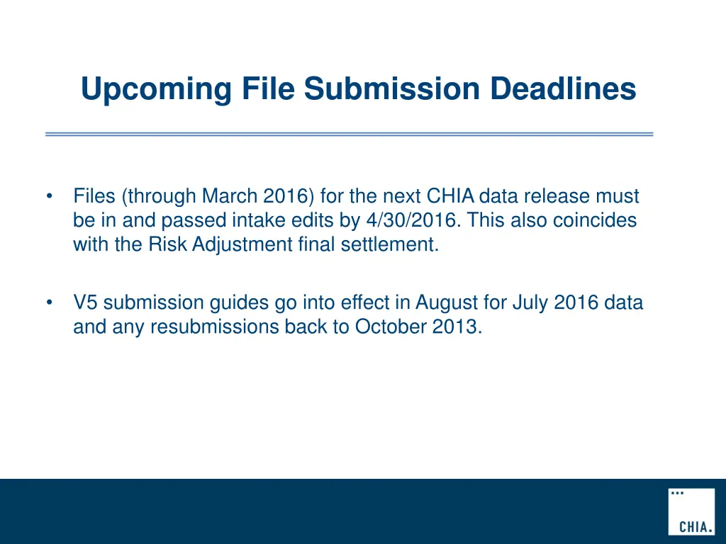 upcoming file submission deadlines