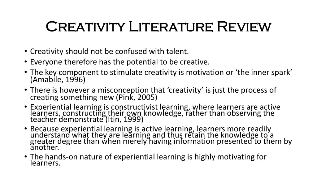 creativity literature review creativity